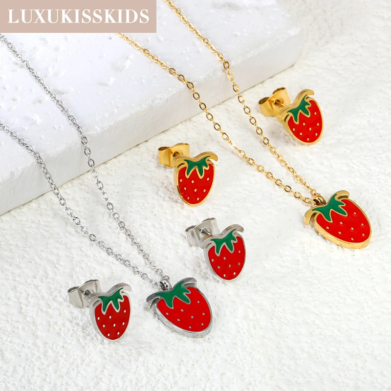 "Fraise" Two piece set earring and Necklace