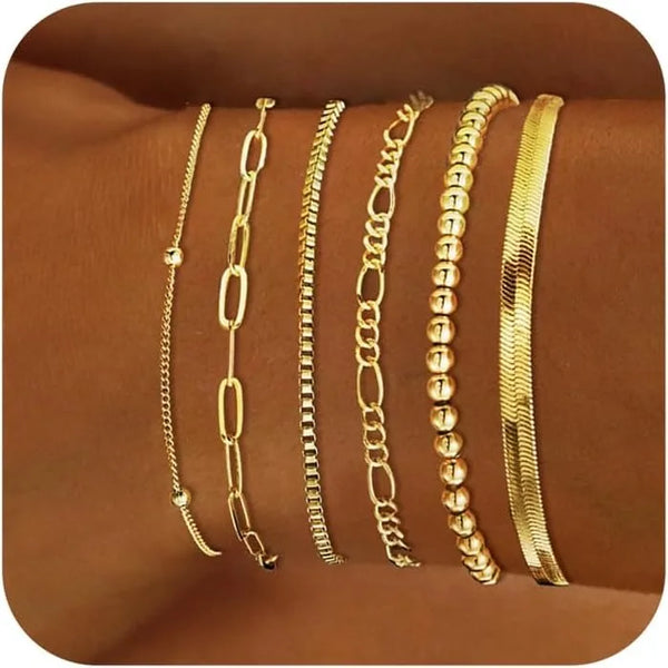 "Going for Gold" Gold Set Bracelet of 6