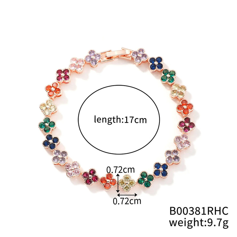 "Lucky 13" Rainbow Clover Charm Bracelet