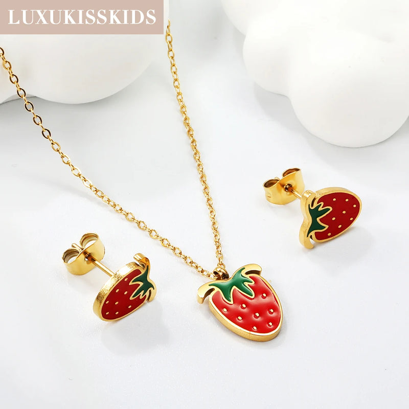 "Fraise" Two piece set earring and Necklace