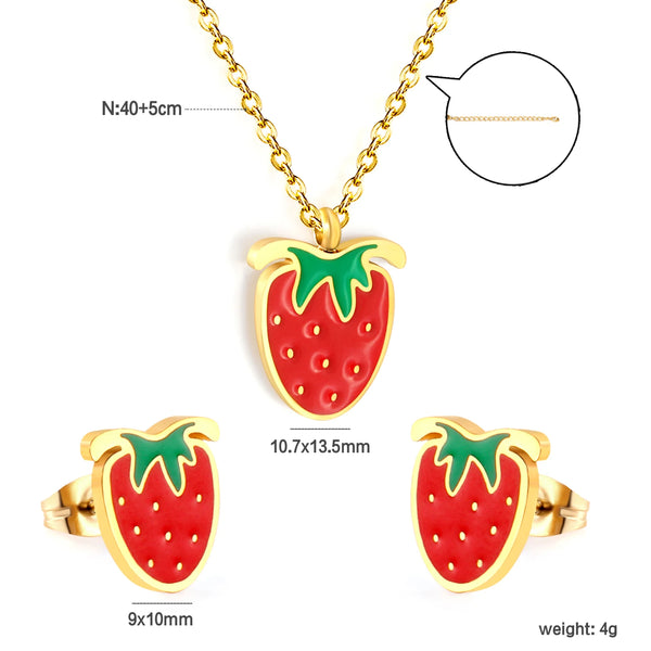 "Fraise" Two piece set earring and Necklace