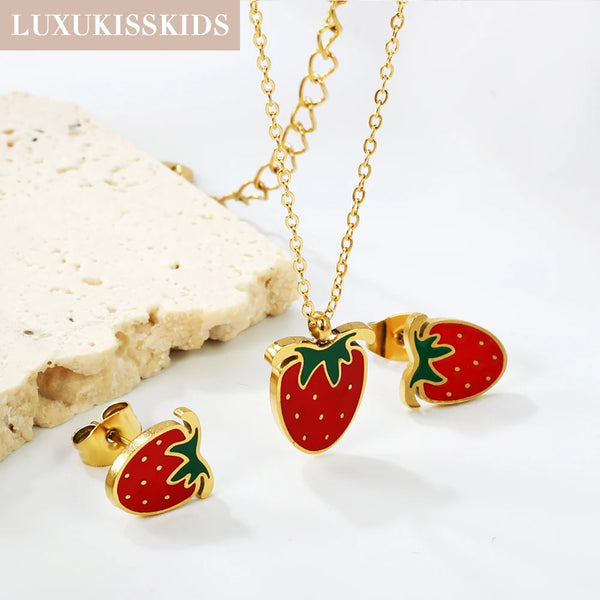 "Fraise" Two piece set earring and Necklace