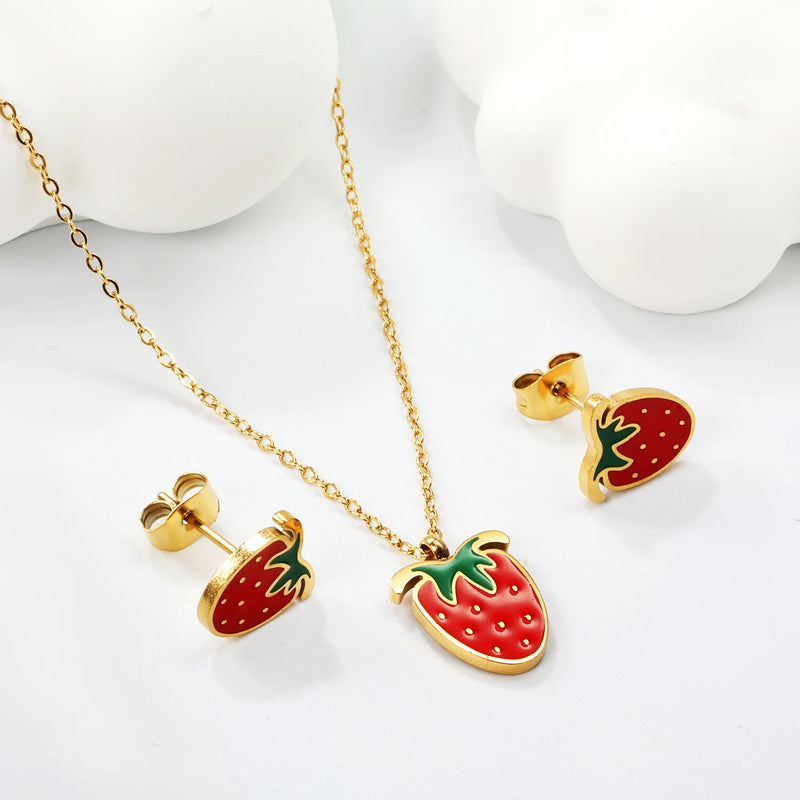 "Fraise" Two piece set earring and Necklace