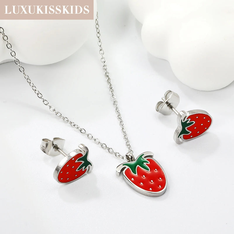 "Fraise" Two piece set earring and Necklace