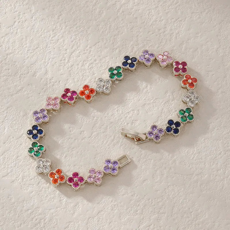 "Lucky 13" Rainbow Clover Charm Bracelet