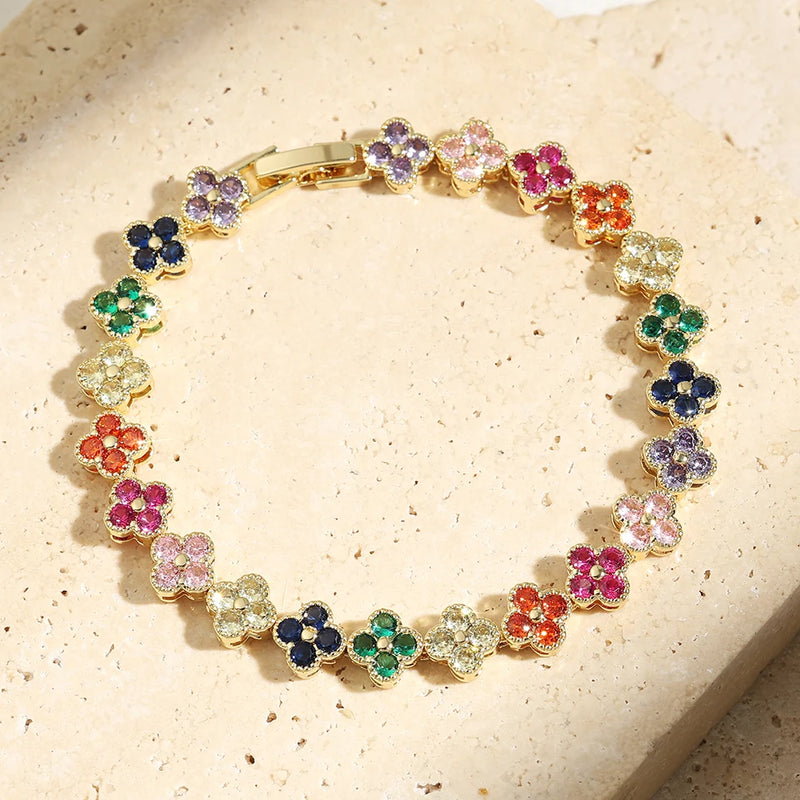 "Lucky 13" Rainbow Clover Charm Bracelet