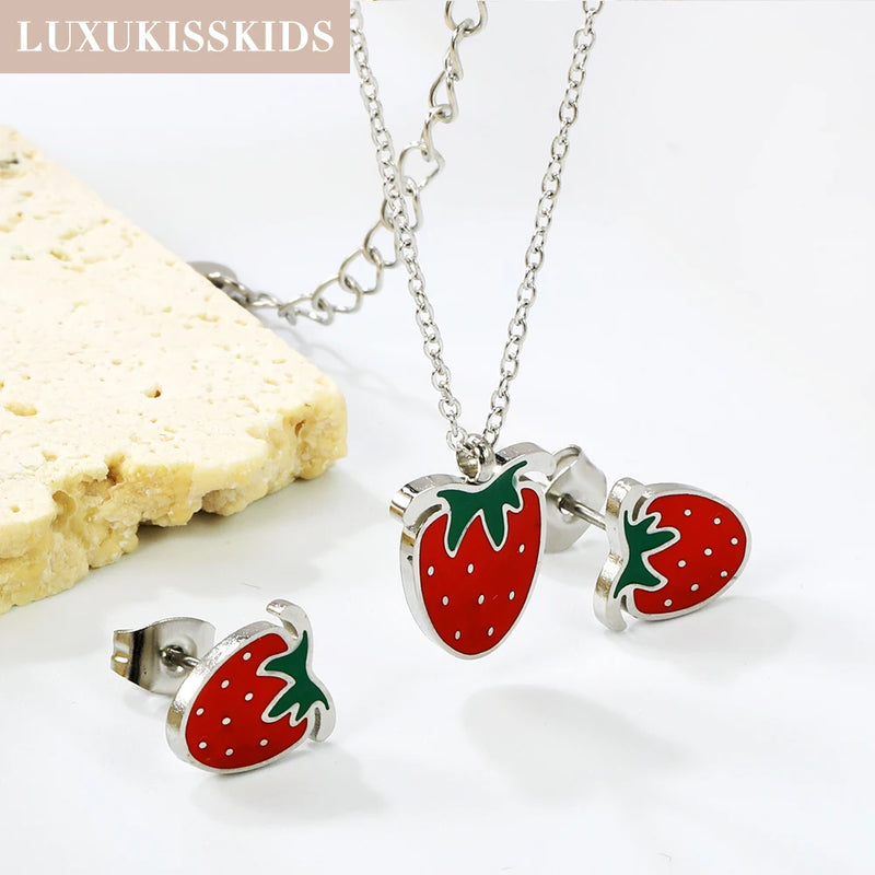 "Fraise" Two piece set earring and Necklace