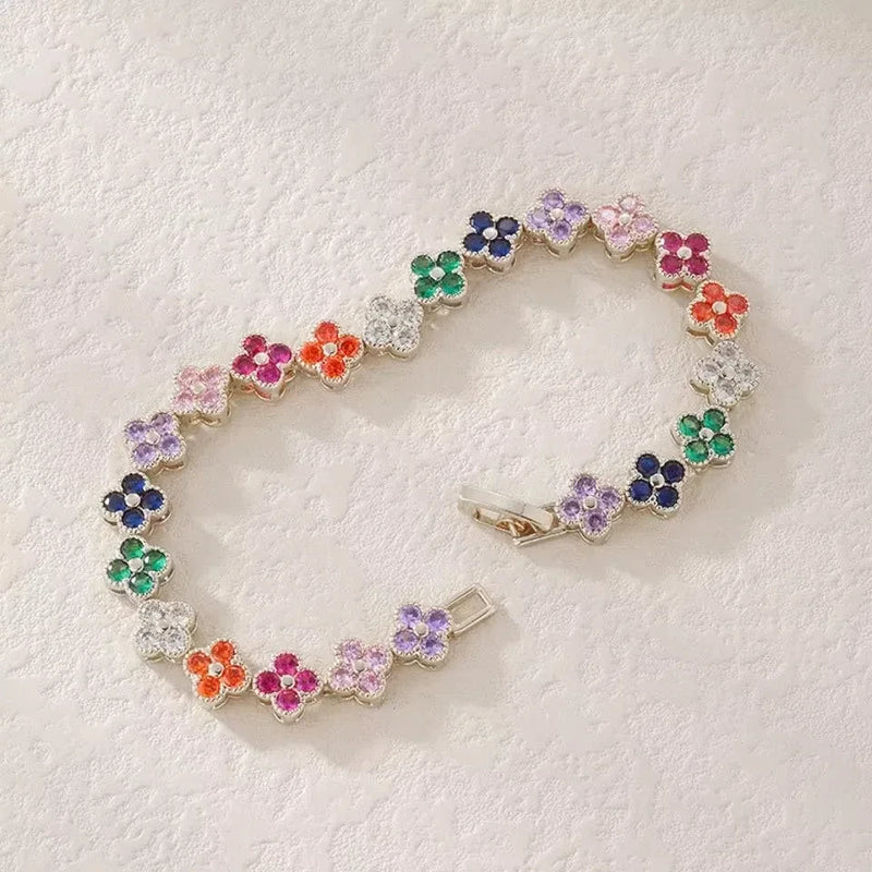 "Lucky 13" Rainbow Clover Charm Bracelet